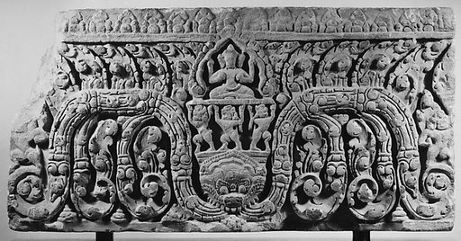 Carved Lintel with Three-Headed Buddha