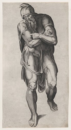Joseph of Arimathea, after Michelangelo's Crucifixion fresco in the Cappella Paolina, Vatican