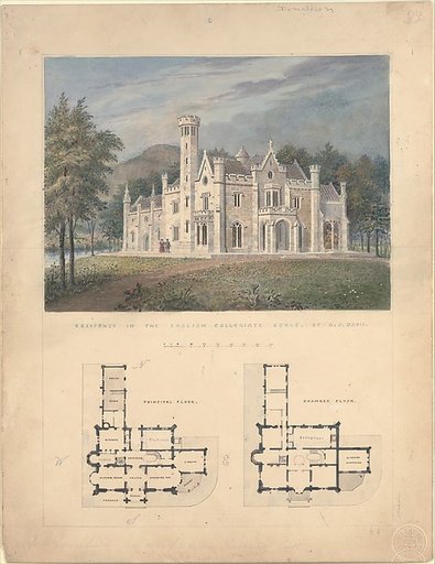 Villa for Robert Donaldson, Fishkill Landing, New York (perspective and plans)