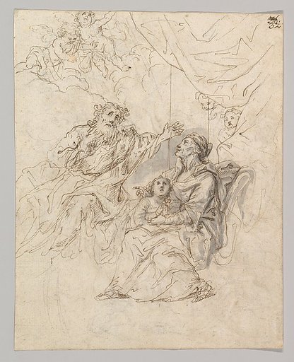 The Holy Family (recto); Moses striking water from a rock (verso)