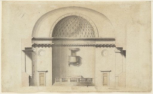 Cross-section of a chapel (?) (recto); Pavillion in Neogothic style (verso)