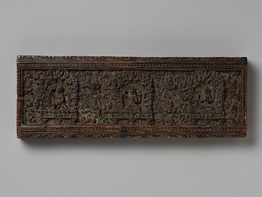 Manuscript Cover with the Bodhisattva Manjushri Flanked by Vajrapani and Avalokiteshvara