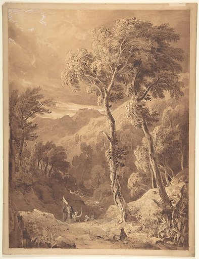 Mountainous landscape with travellers (Scene on the river Pellene Achaia)