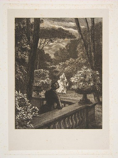 Scène dans un parc, le soir