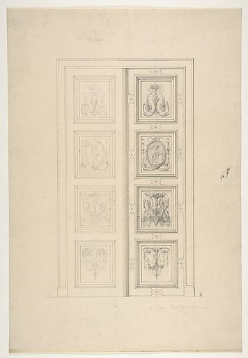 Design for double doors in a house at 18 rue Matignon
