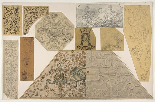 Ten designs for the decoration of houses, including at least one for the stairway of the Chateau d'Ognon of M. deMachy (Oise, France)