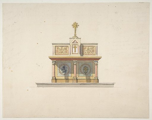 Design for an altar table surmounted by a crucifixion