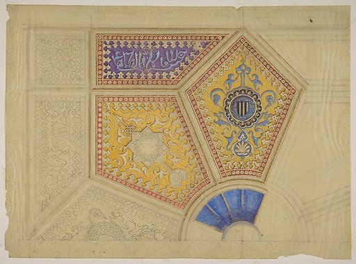 Design for the painted decoration of a coffered ceiling