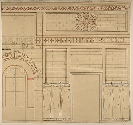 Elevation of a wall decorated with the dove of the holy ghost