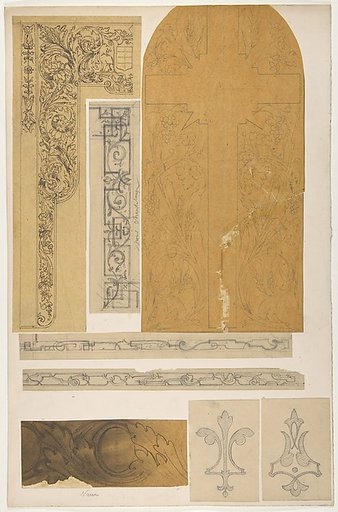 Eight designs for painted wall decorations; one for "chanteloup," another for "Nause"