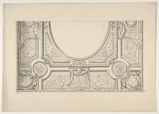 Design for the painted decoration of a ceiling with the monogram:  M