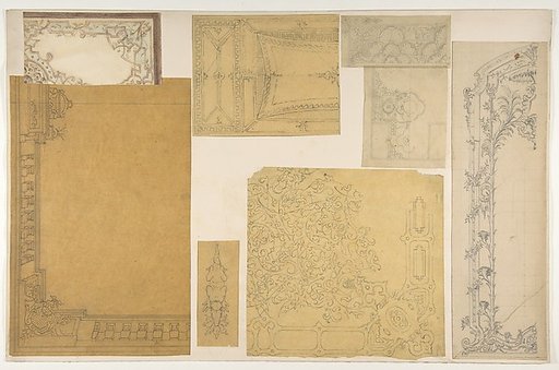 Eight designs of the ornamentation of ceilings and walls, probably for the Duc de Mouchy
