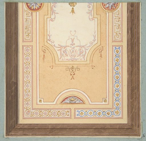 Design for the painted decoration of a ceiling in with strapwork and rinceaux