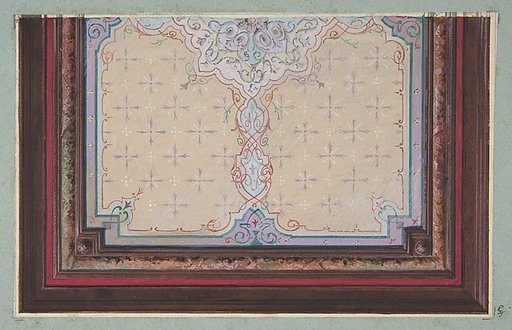 Design for the painted decoration of a ceiling with bursts and filagree