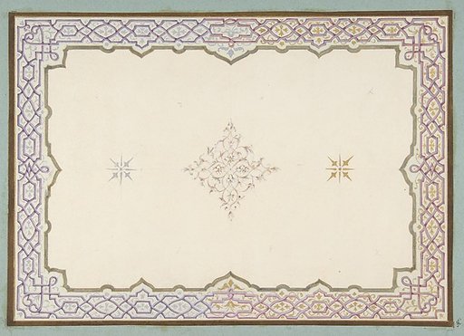 Design for the decoration of a ceiling with a border of strapwork and a central filagree medallion