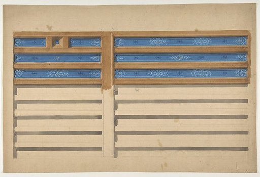 Design for a beamed ceiling with painted panels