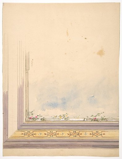 Design for a ceiling painted with clouds and flowering vines