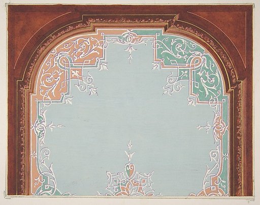 Designs for a painted ceiling with filagree borders