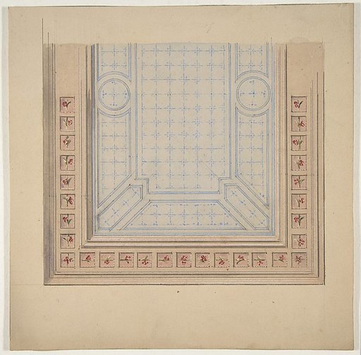Partial design for ceiling with a border of flowers