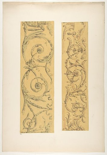 Two designs for decorative borders in strapwork and rinceaux