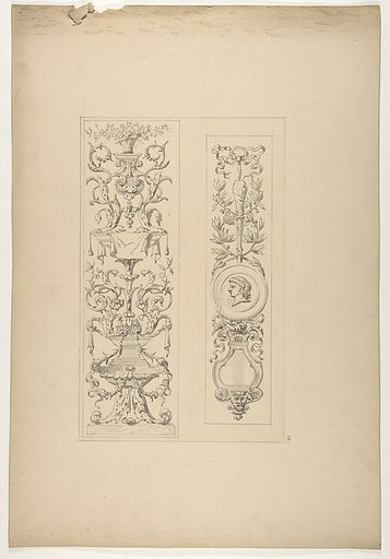 Two designs for decorative panels in rococco style