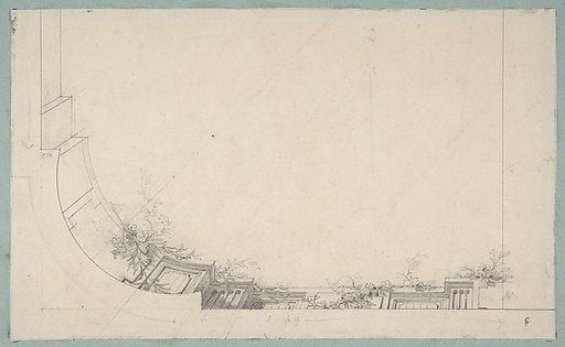 Partial design for a ceiling decorated with a trompe l'oeil balustrade