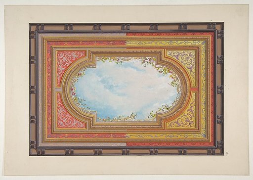 Design for a ceiling painted with trompe l'oeil clouds