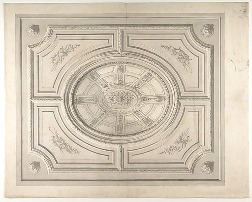 Design for a ceiling with trophies and a trompe l'oeil coffers