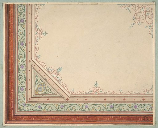 Partial design for the painted decoration of a ceiling