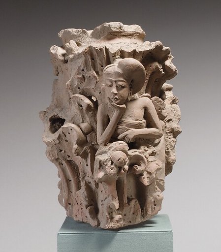Column Surround with Pensive Woman