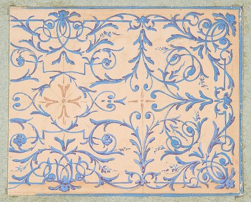 Partial design for a decorative panel painted in rinceaux