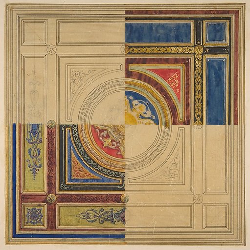 Design for a paneled ceiling with alternative decorations