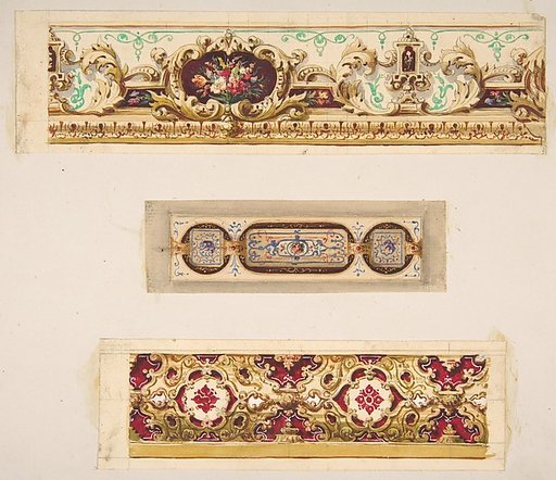 Three designs for painted borders to decorate a room
