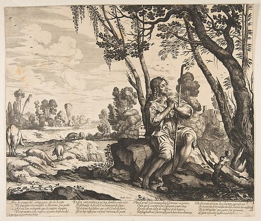 The Prodigal Son Guarding Pigs, plate 3 from "The Prodigal Son" (L'Histoire de l'Enfant Prodigue)