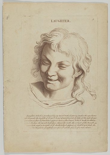 Laughter, plate 10 from "Heads Representing the Various Passions of the Soul; as they are Expressed in the Human Countenance: Drawn by that Great Master Monsieur Le Brun"