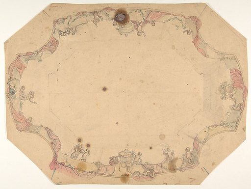 Design for a ceiling painted with putti, garlands, and swags