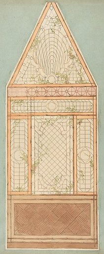 Design for the treatment of a wall with a pattern of lattices, vines, and bamboo
