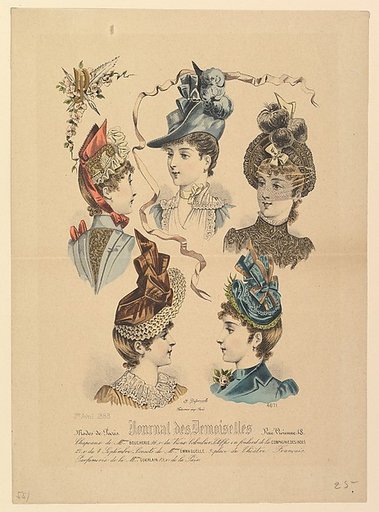 Ladies' Hats, No. 4671, from "Journal des Demoiselles"