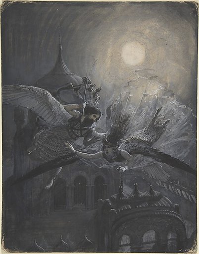 Angel Scourging a Harpy (recto); Athletic Scene (verso)