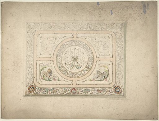 Design for a Ceiling with Lion and Lioness