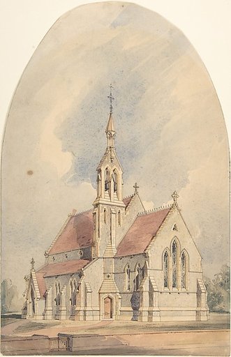 Architectural Rendering of a Gothic Revival Church