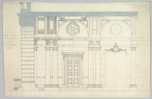 Somerset House, London: Interior Section with Paired Columns and Arched Ceiling