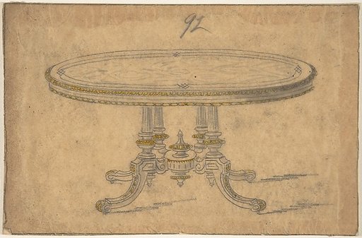 Design for a Round or Oval Renaissance Style Table