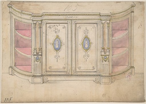 Cabinet Design with Doors Adorned with Porcelain Plaques