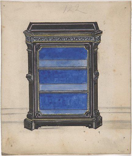 Design for a Black Cabinet with a Blue Interior