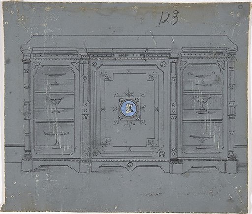 Design for a Cabinet witha Porcelain Plaque on the Center Panel