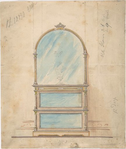 Design for a Mirror-fronted Cabinet Topped with a Mirror