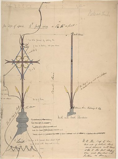 Design for a Cross Supported by Lead Roof Cap, for Belleaw Church