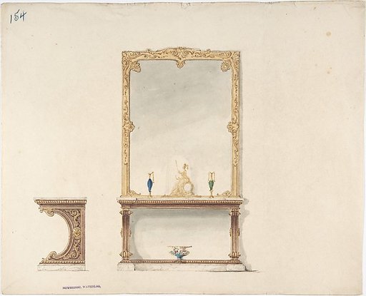 Design for Pier Table and Gold Mirror: Front and Side Elevations
