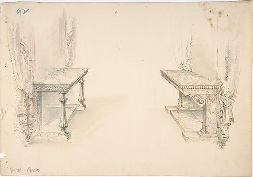 Designs for Two Marble Pier Tables with Draperies